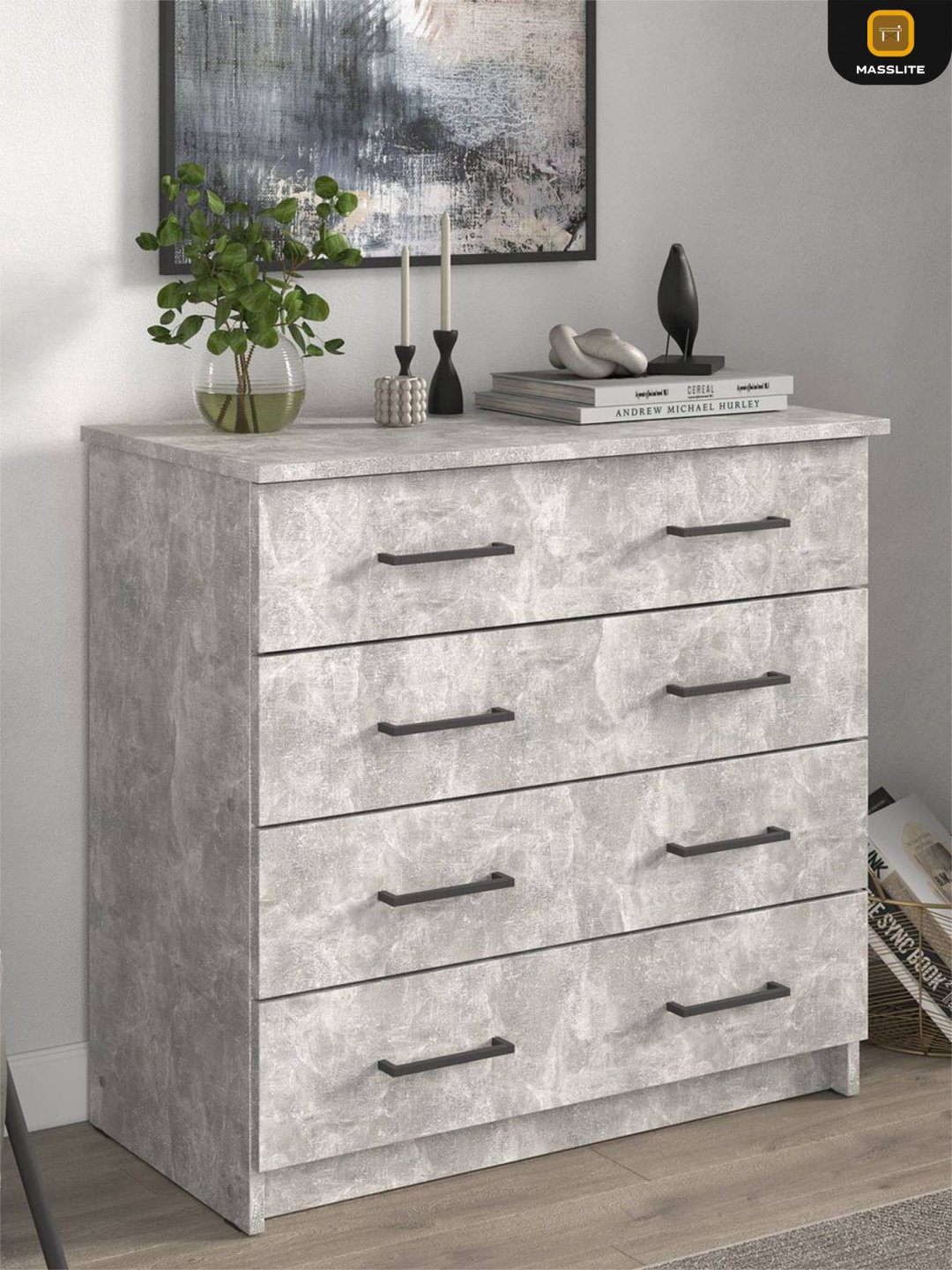 Комод MassLite АМ-1000116, 75x40x72 см, серый, светло серый купить,NaN