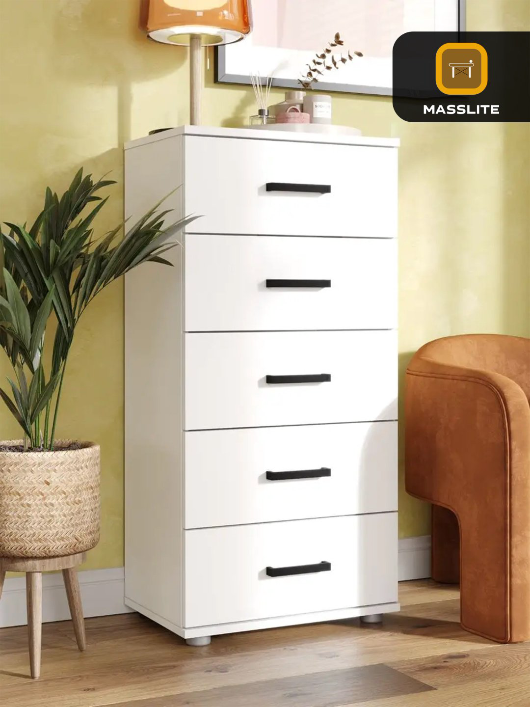 Комод MassLite DD-000738, 50x33x103 см, белый купить,NaN