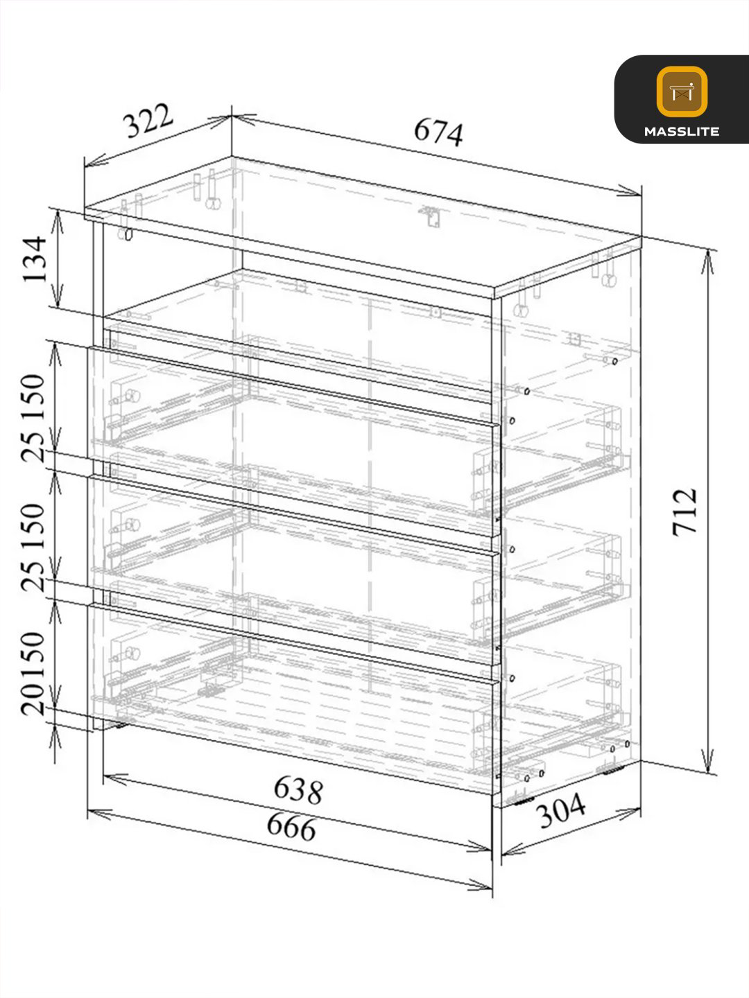 Комод MassLite ZHM-000081, 67.40x32.20x71.2 см, коричневый купить,NaN