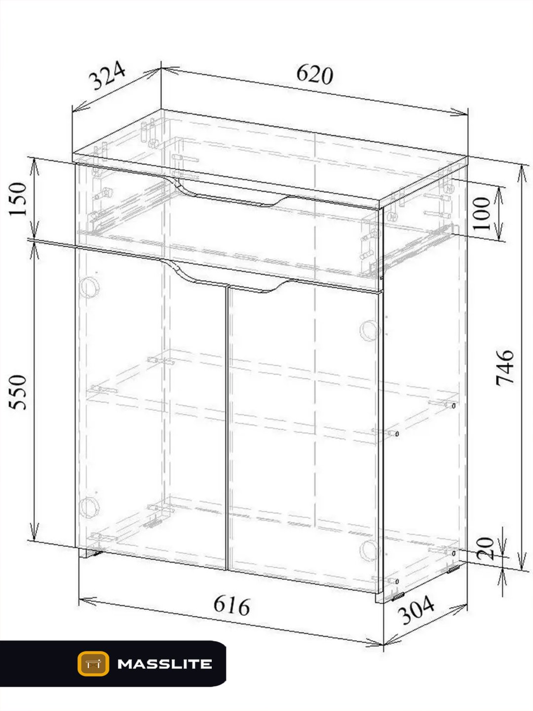 Комод MassLite ZHM-000044, 62x32.40x74.6 см, белый купить,NaN