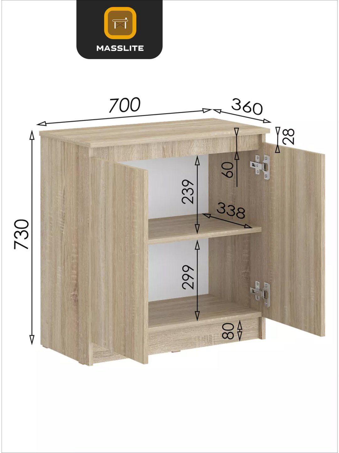 Комод MassLite DD-000931, 70x36x73 см, светло-коричневый купить,NaN
