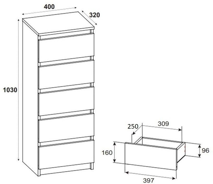 Комод MassLite Гармония, 40x32x103 см, белый купить,NaN