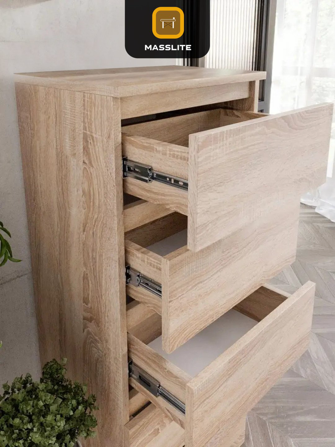 Комод MassLite К-120043, 40x32x103 см, золотой, светло-коричневый купить,NaN