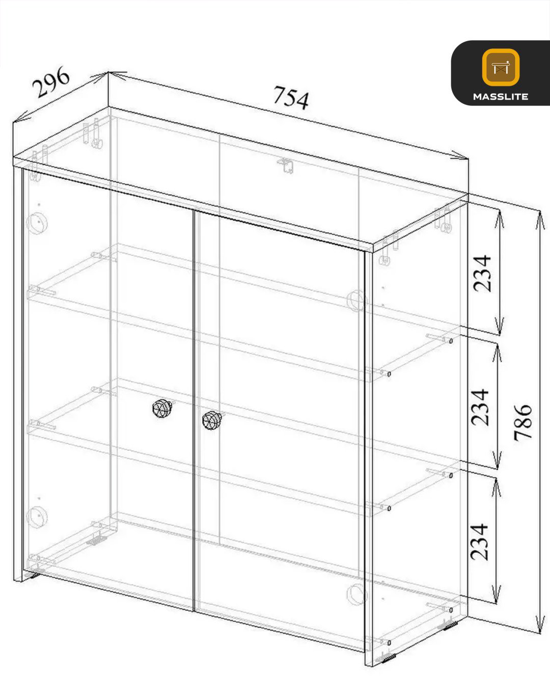 Комод MassLite ZHM-000089, 75.40x29.60x78.6 см, белый, серый купить,NaN