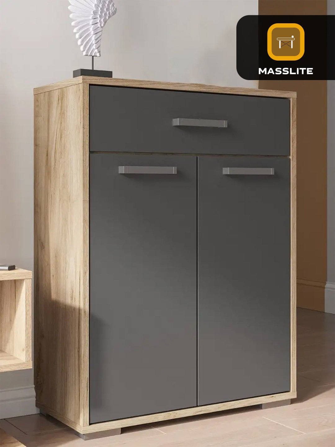 Комод MassLite DD-000751, 60x29.40x79.6 см, графит, светло-коричневый купить,NaN