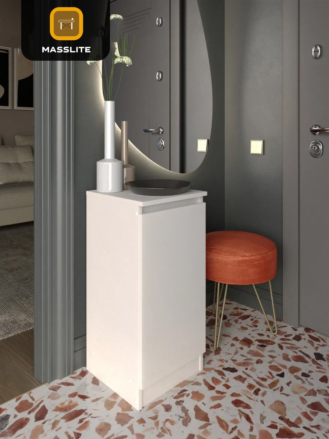 Комод MassLite DD-000947, 36x35x73 см, белый купить,NaN