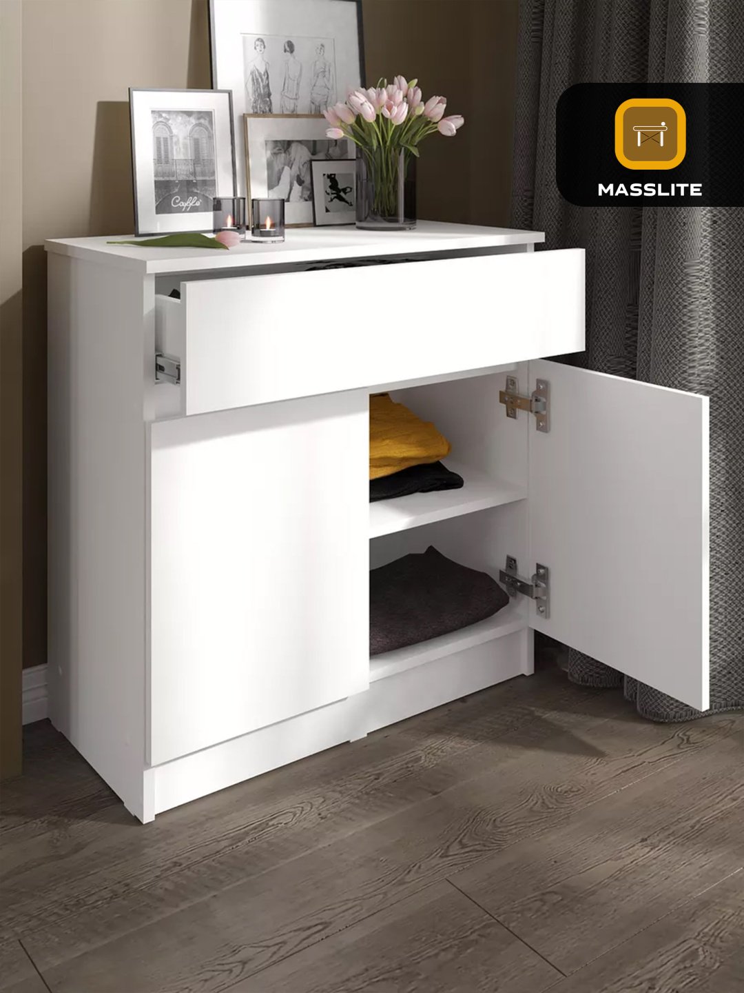 Комод MassLite DD-000953, 70x36x73 см, белый купить,NaN