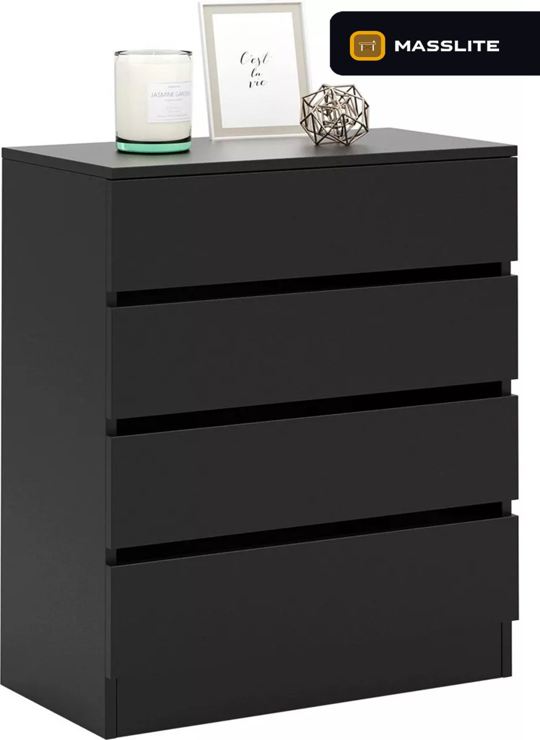 Комод MassLite ZHM-000041, 61.40x32.20x79 см, черный купить,NaN