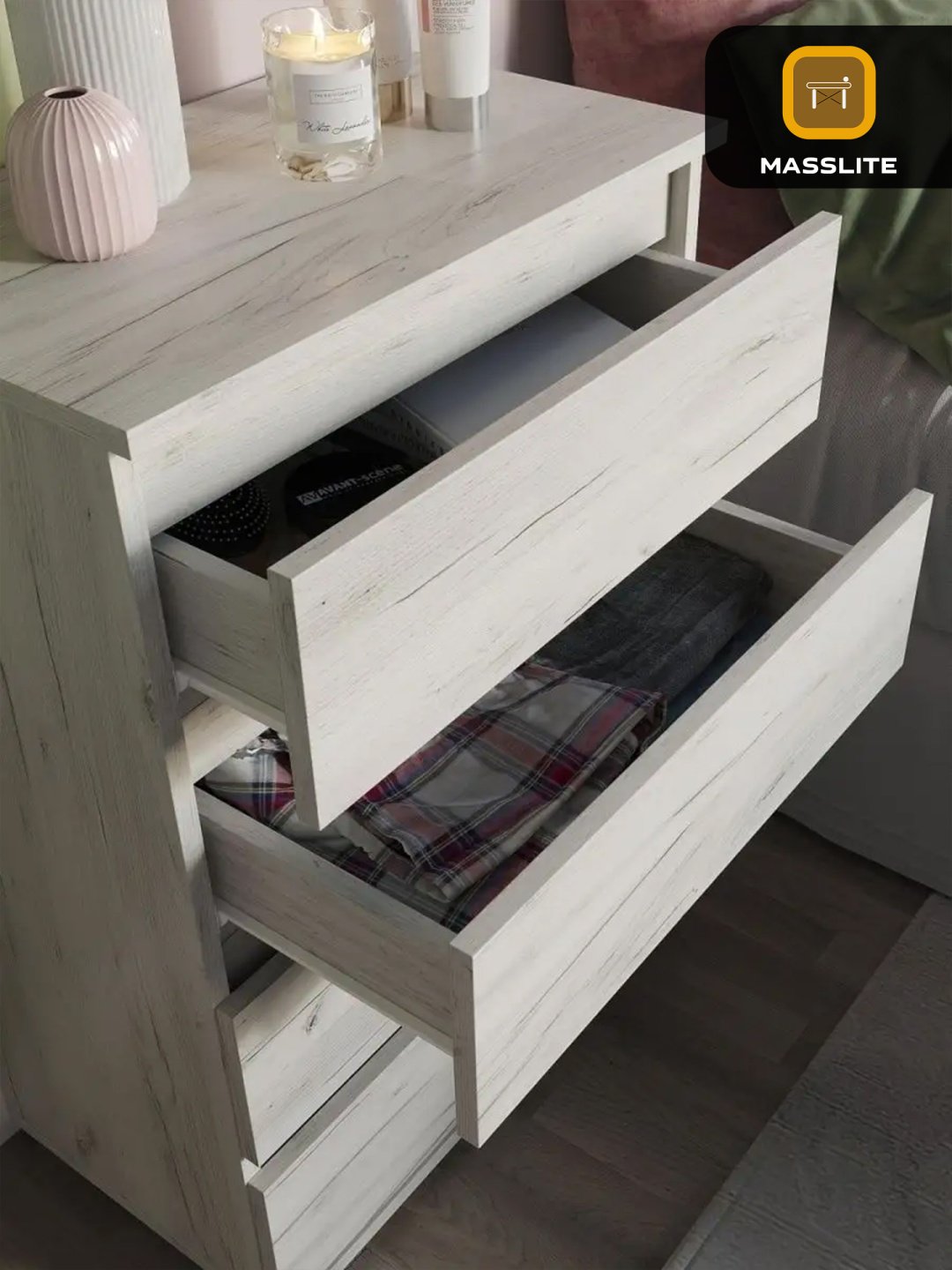 Комод MassLite DD-000742, 55x33x80 см, белый купить,NaN