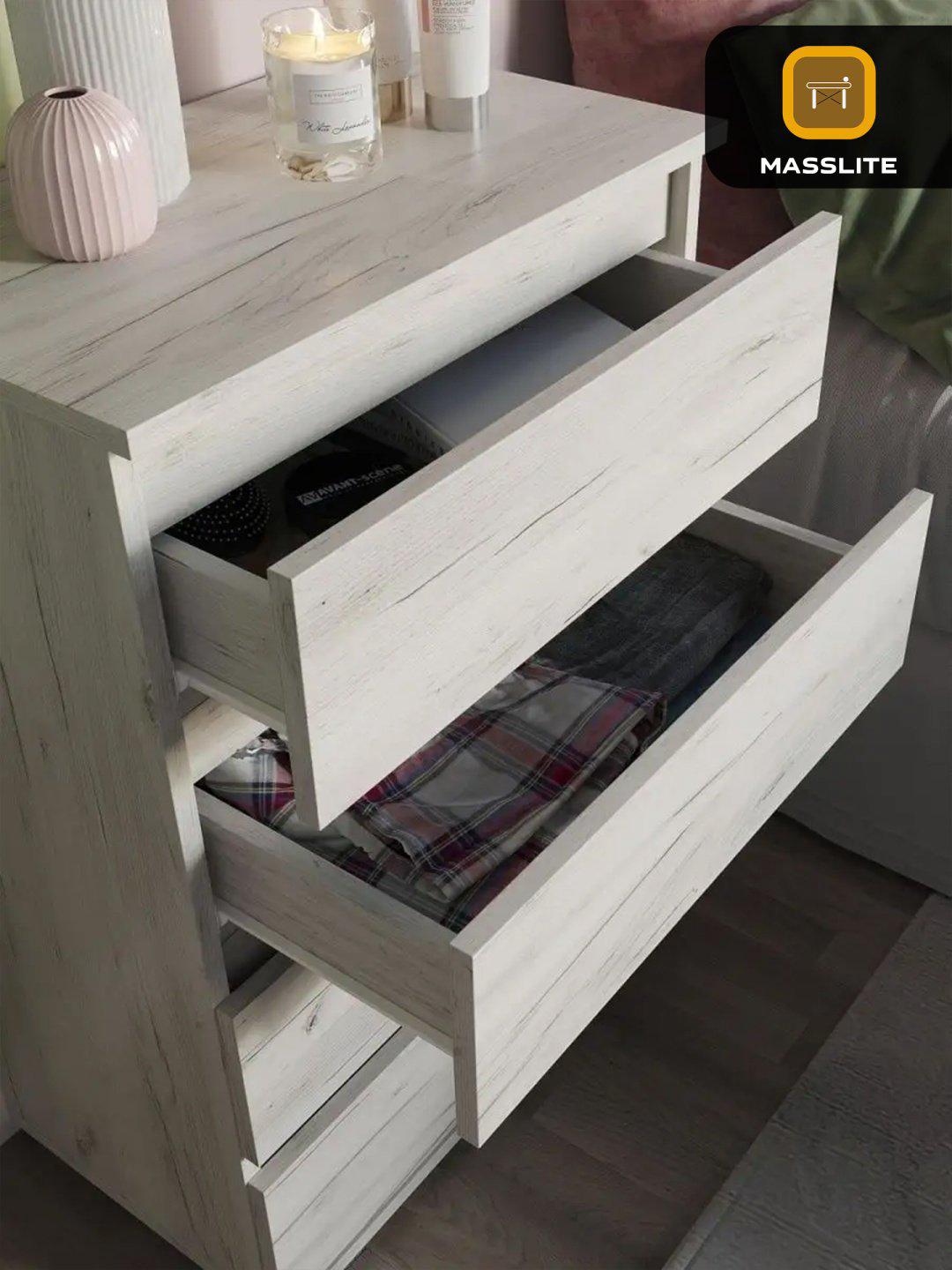 Комод MassLite DD-000742, 55x33x80 см, белый купить,NaN