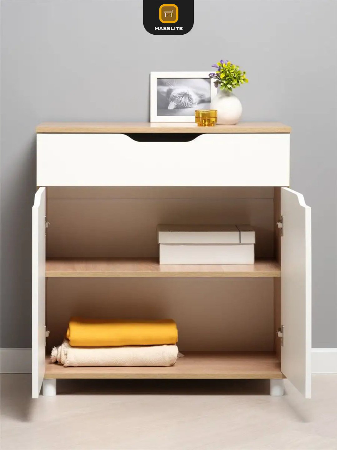 Комод MassLite К-120047, 75x35x80 см, белый, бежевый купить,NaN