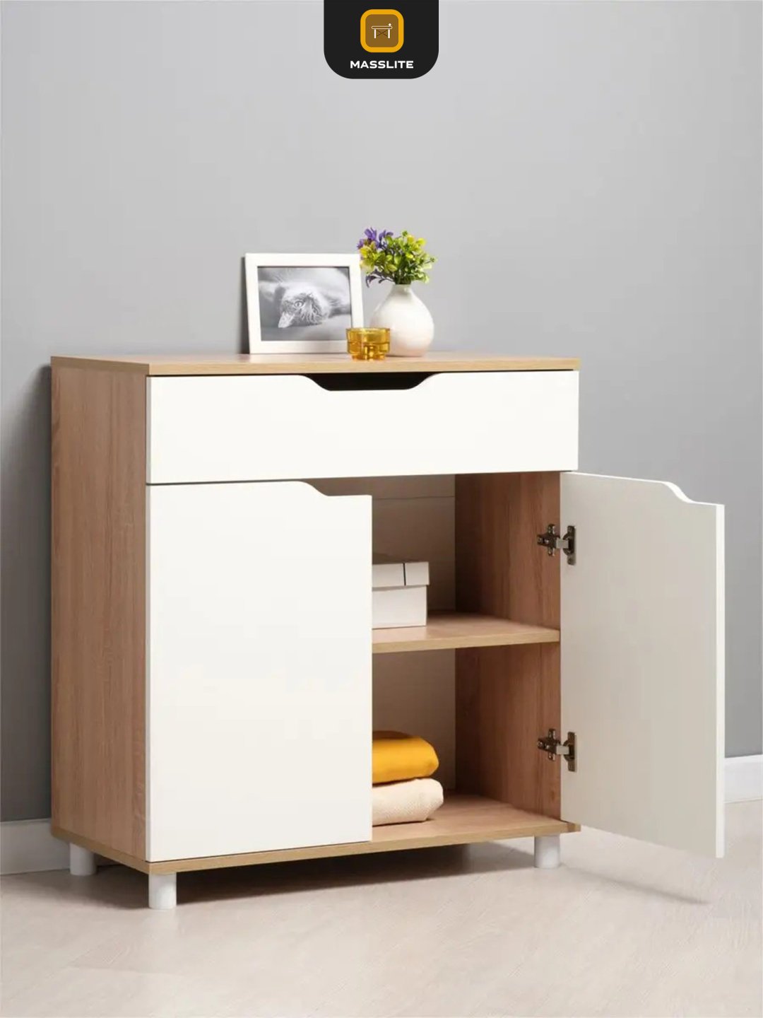 Комод MassLite К-120047, 75x35x80 см, белый, бежевый купить,NaN