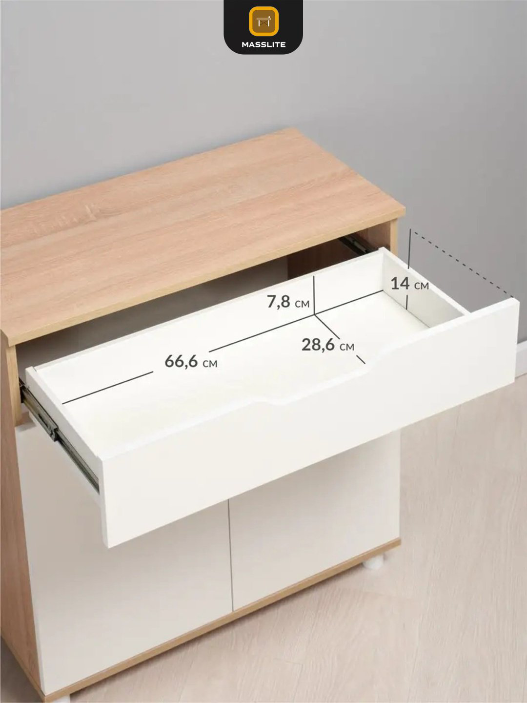 Комод MassLite К-120047, 75x35x80 см, белый, бежевый купить,NaN