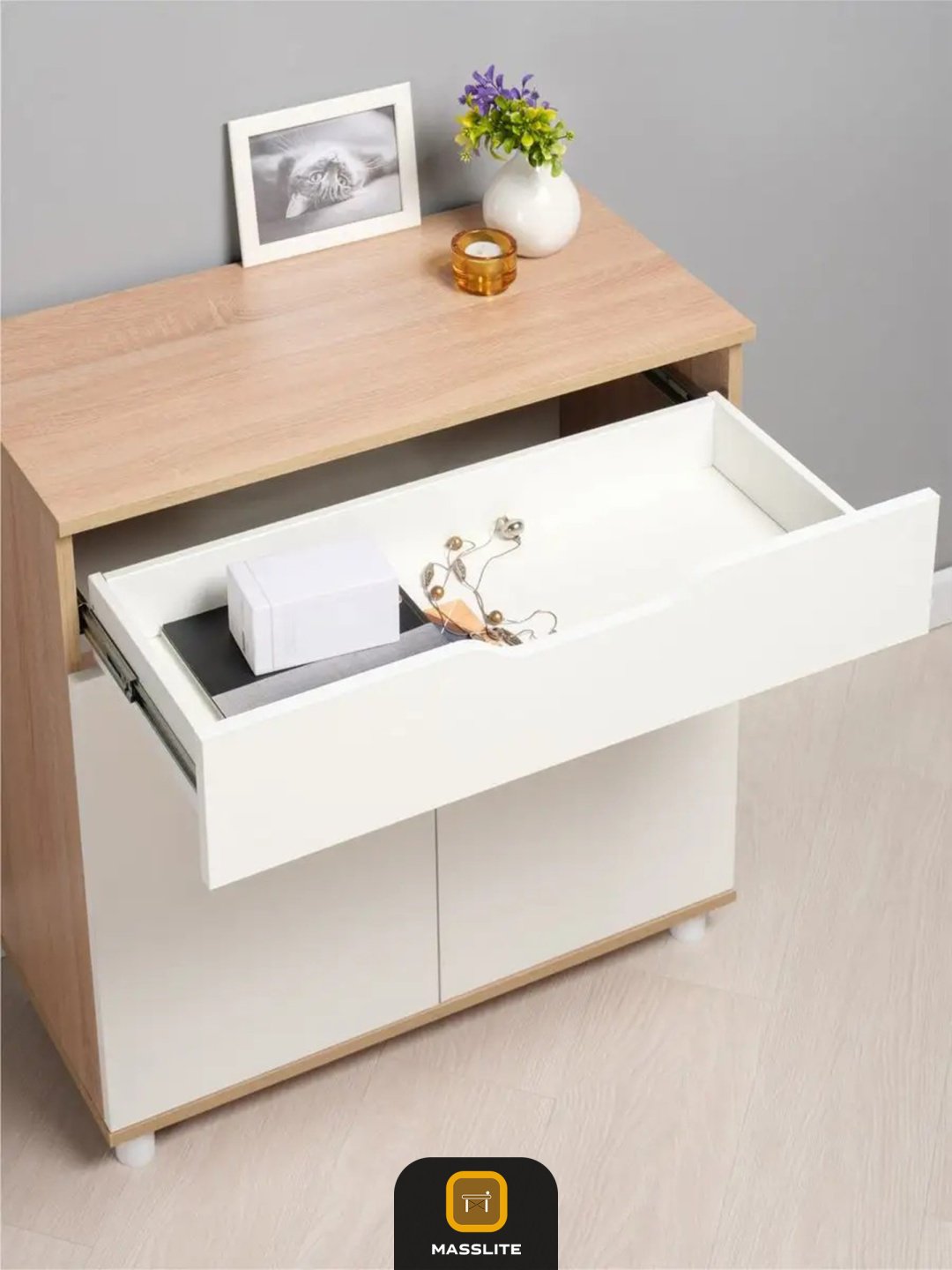 Комод MassLite К-120047, 75x35x80 см, белый, бежевый купить,NaN
