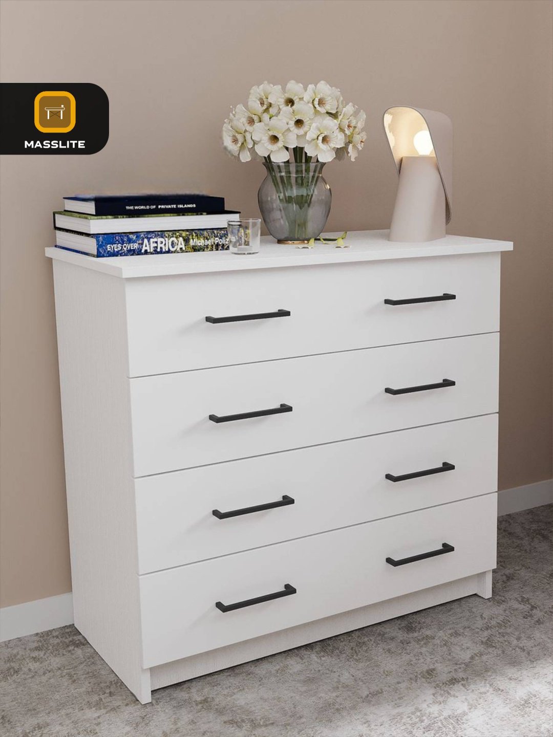 Комод MassLite АМ-1000116, 75x40x72 см, белый купить,NaN