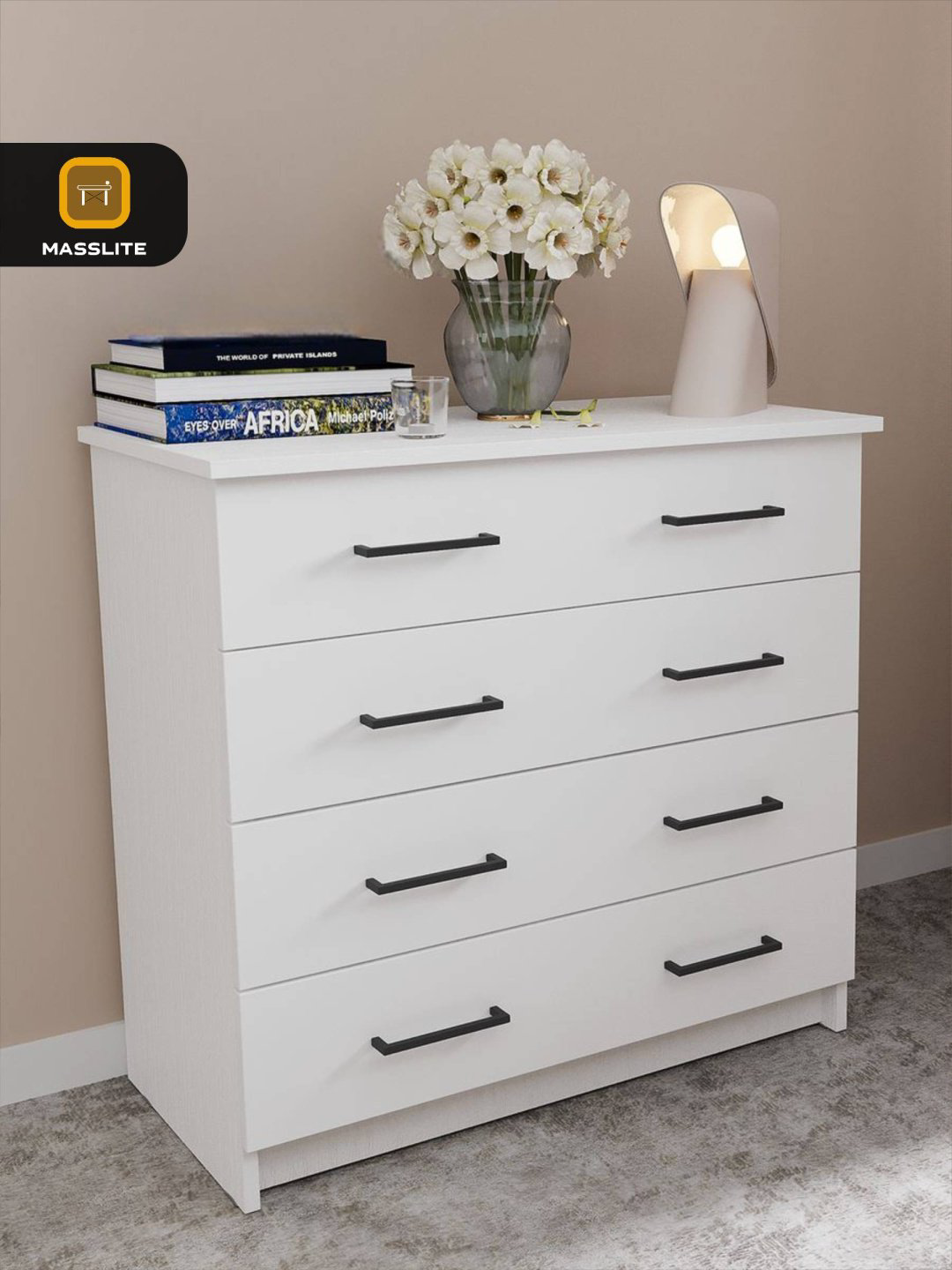 Комод MassLite АМ-1000116, 75x40x72 см, белый купить,NaN