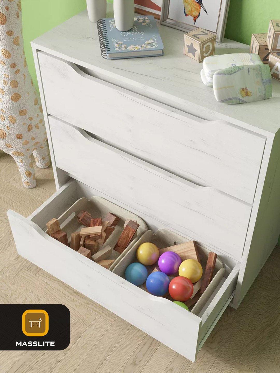 Комод MassLite К-120021, 75x33x75 см, белый, светло серый купить,NaN