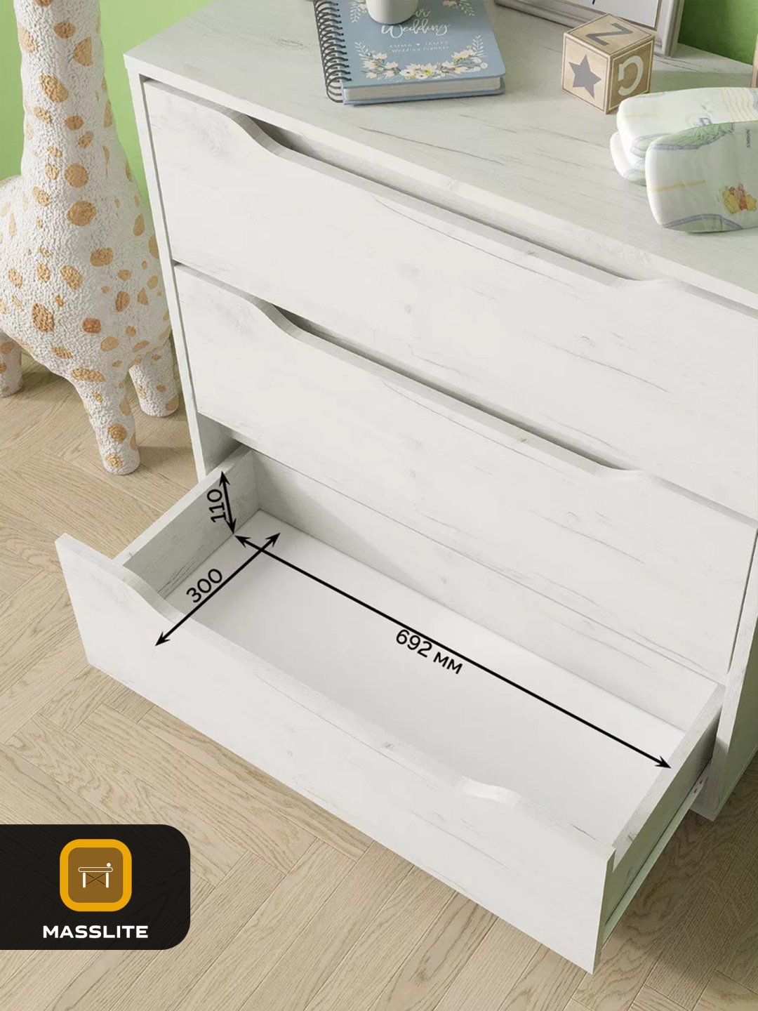 Комод MassLite К-120021, 75x33x75 см, белый, светло серый купить,NaN