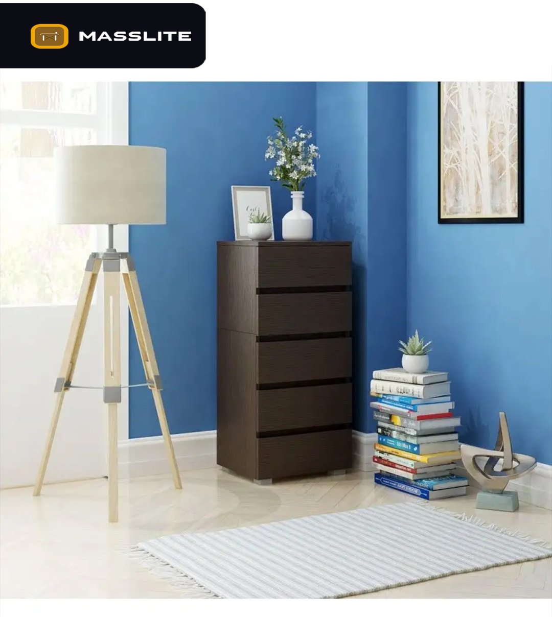 Комод MassLite ZHM-000036, 40.40x32.40x86.7 см, темно-коричневый купить,NaN
