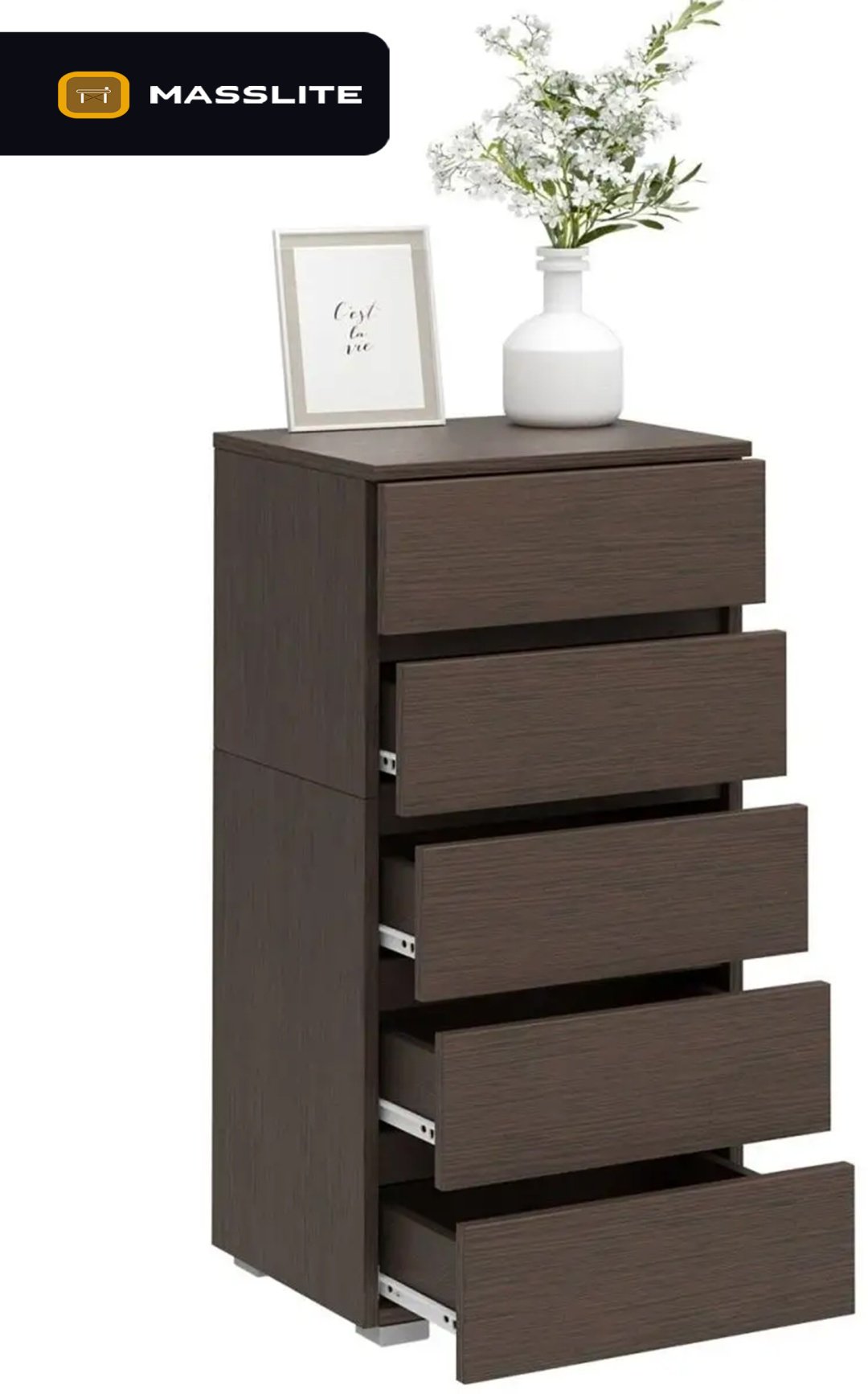 Комод MassLite ZHM-000036, 40.40x32.40x86.7 см, темно-коричневый купить,NaN