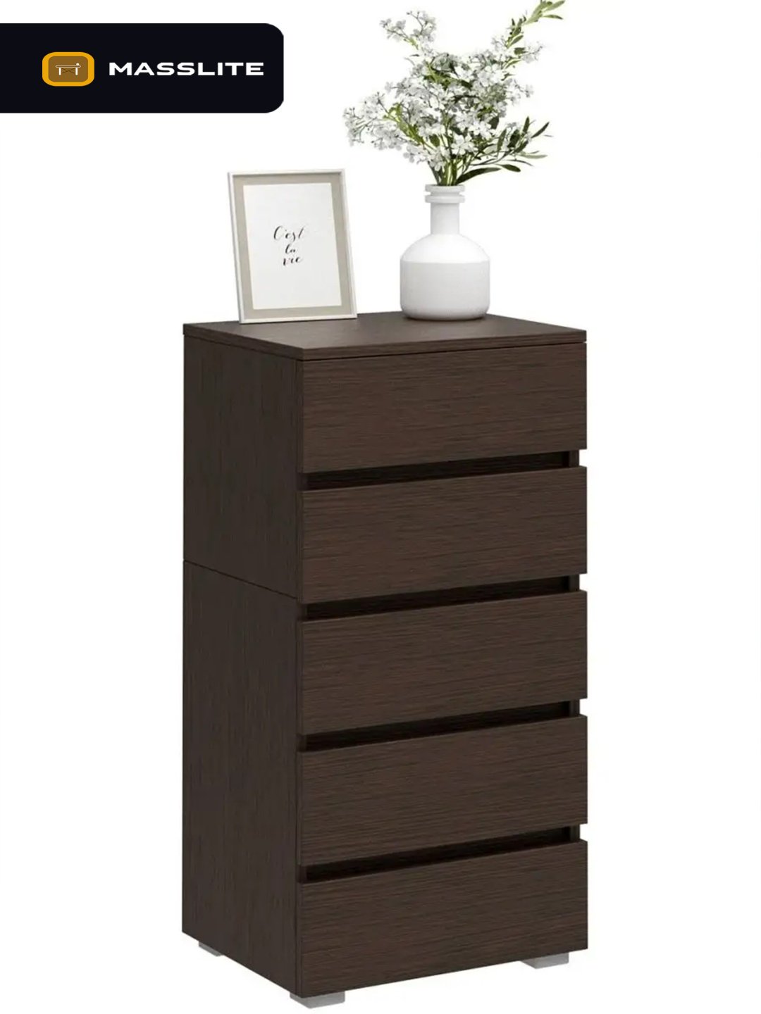Комод MassLite ZHM-000036, 40.40x32.40x86.7 см, темно-коричневый купить,NaN