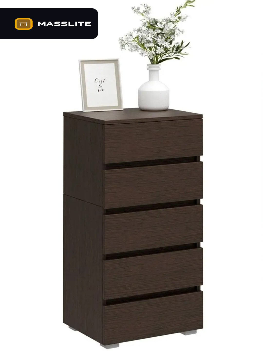 Комод MassLite ZHM-000036, 40.40x32.40x86.7 см, темно-коричневый купить,NaN