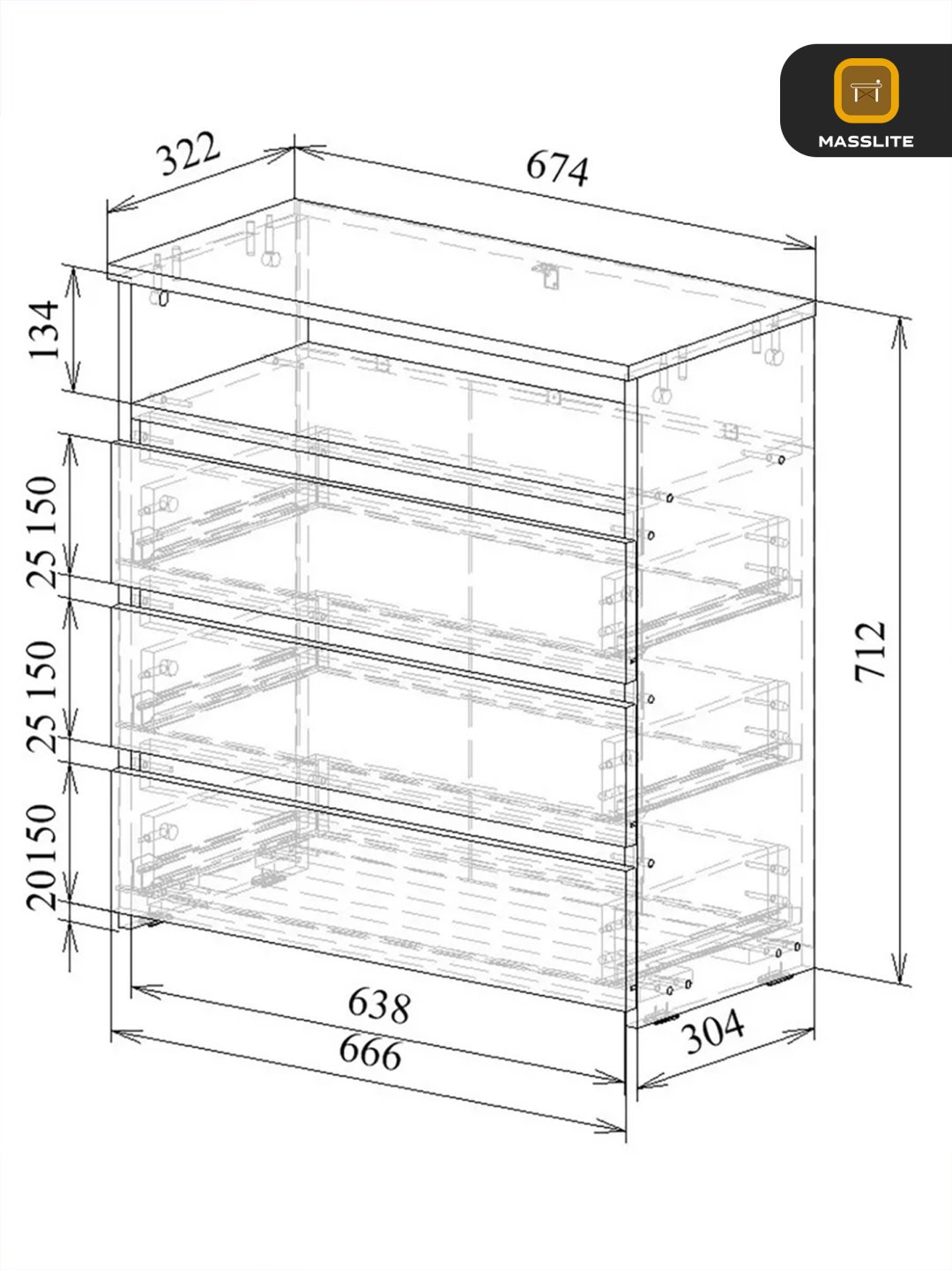 Комод MassLite ZHM-000075, 67.40x32.20x71.2 см, темно-коричневый купить,NaN
