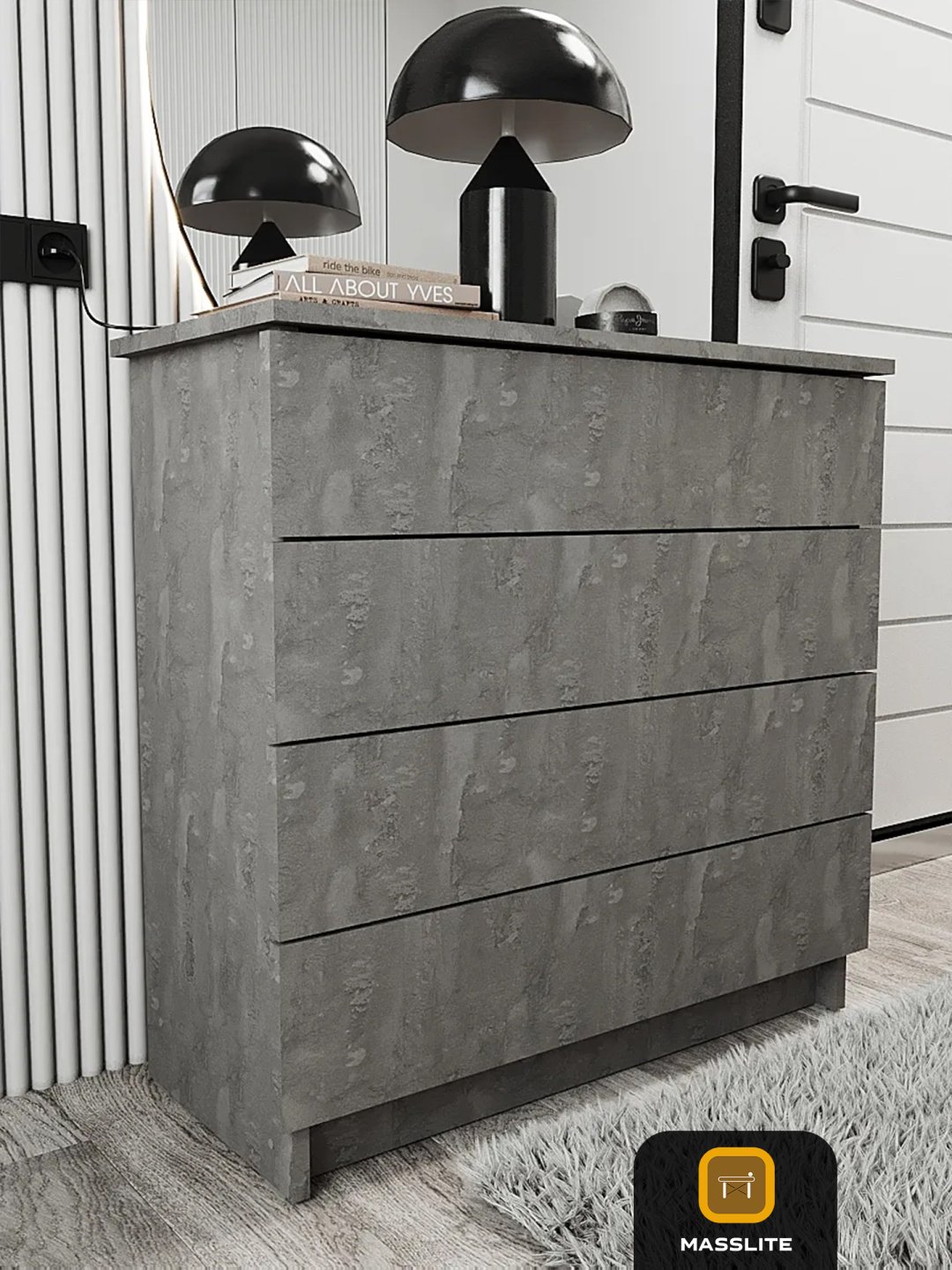 Комод MassLite DD-001815, 75x33.30x73.3 см, темно-серый купить,NaN