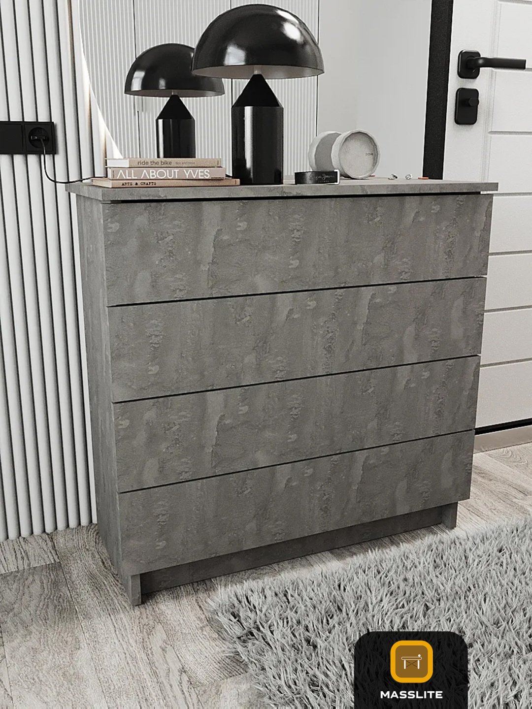 Комод MassLite DD-001815, 75x33.30x73.3 см, темно-серый купить,NaN