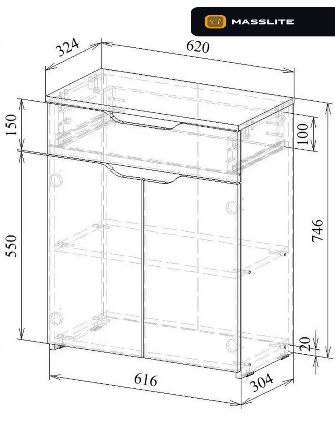 Комод MassLite ZHM-000043, 62x32.40x74.6 см, бежевый купить,NaN