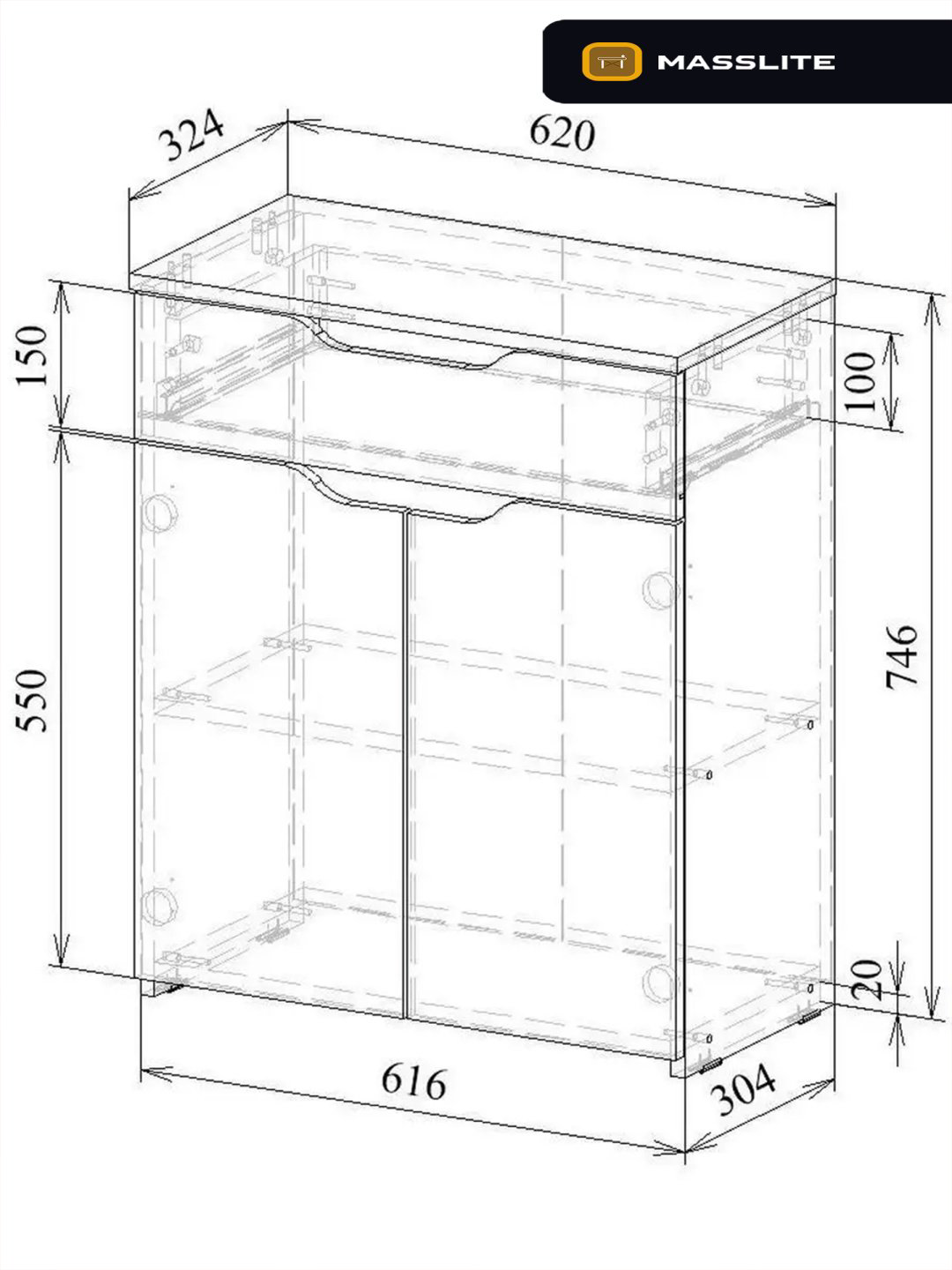 Комод MassLite ZHM-000043, 62x32.40x74.6 см, бежевый купить,NaN