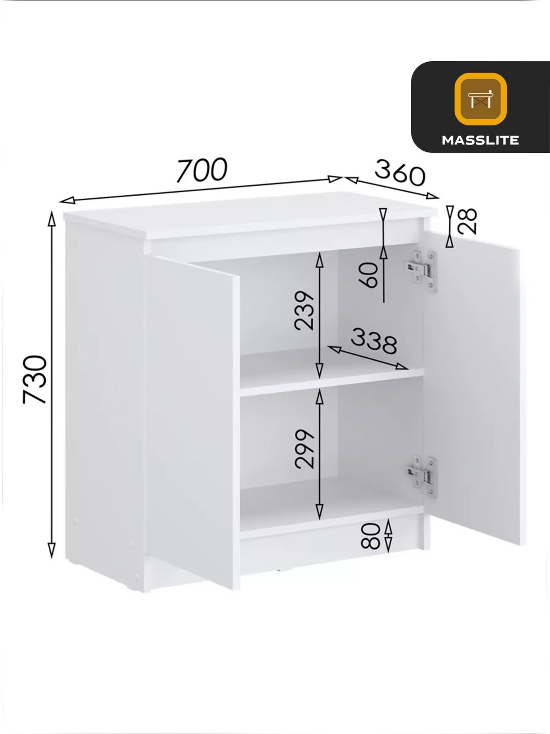 Комод MassLite DD-000936, 70x36x73 см, белый купить,NaN