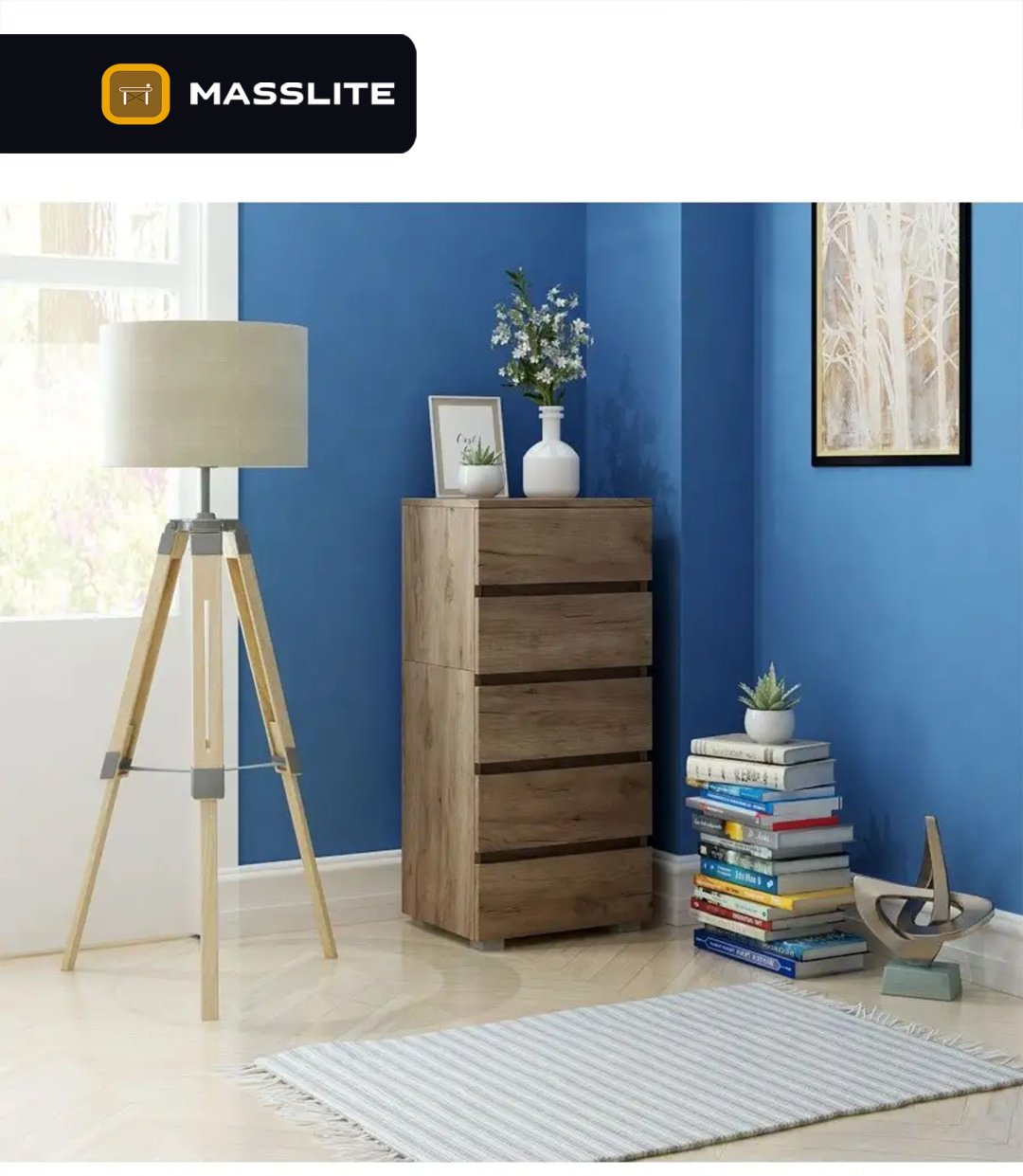 Комод MassLite ZHM-000031, 40.40x32.40x86.7 см, светло-коричневый купить,NaN