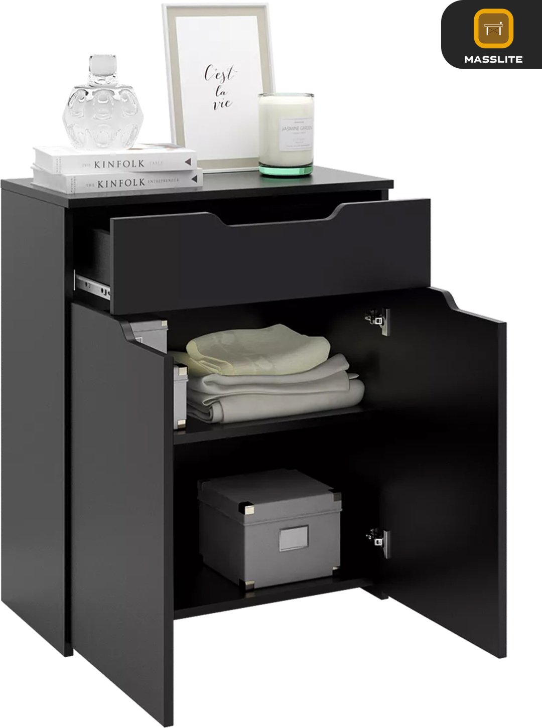 Комод MassLite ZHM-000049, 62x32.40x74.6 см, черный купить,NaN