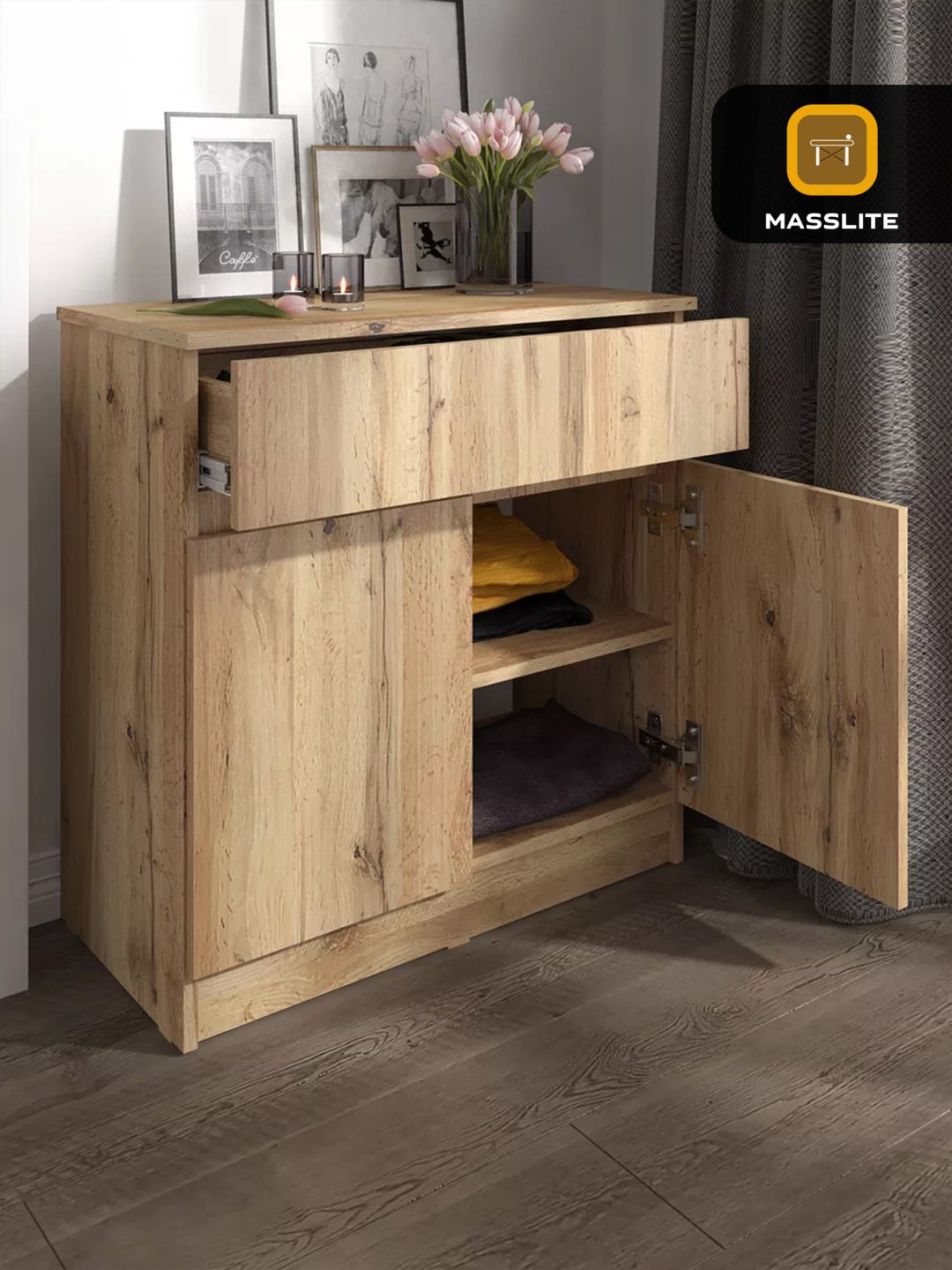 Комод MassLite DD-000958, 70x36x73 см, светло-коричневый купить,NaN