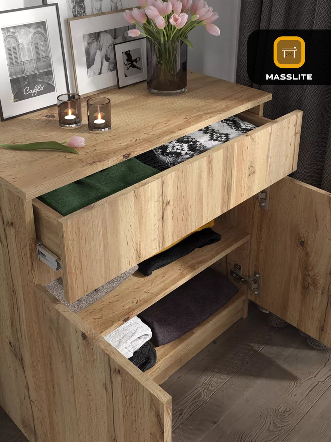 Комод MassLite DD-000958, 70x36x73 см, светло-коричневый купить,NaN