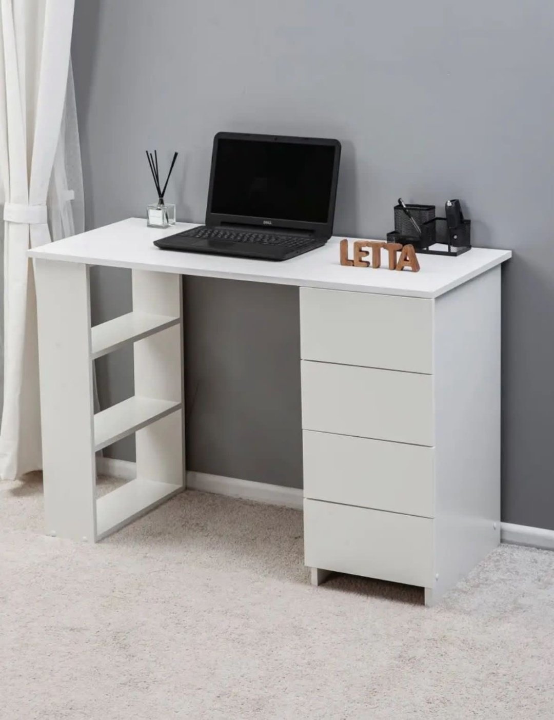 Стол письменный Letta 134-245, 106х45x75 см, белый купить,NaN