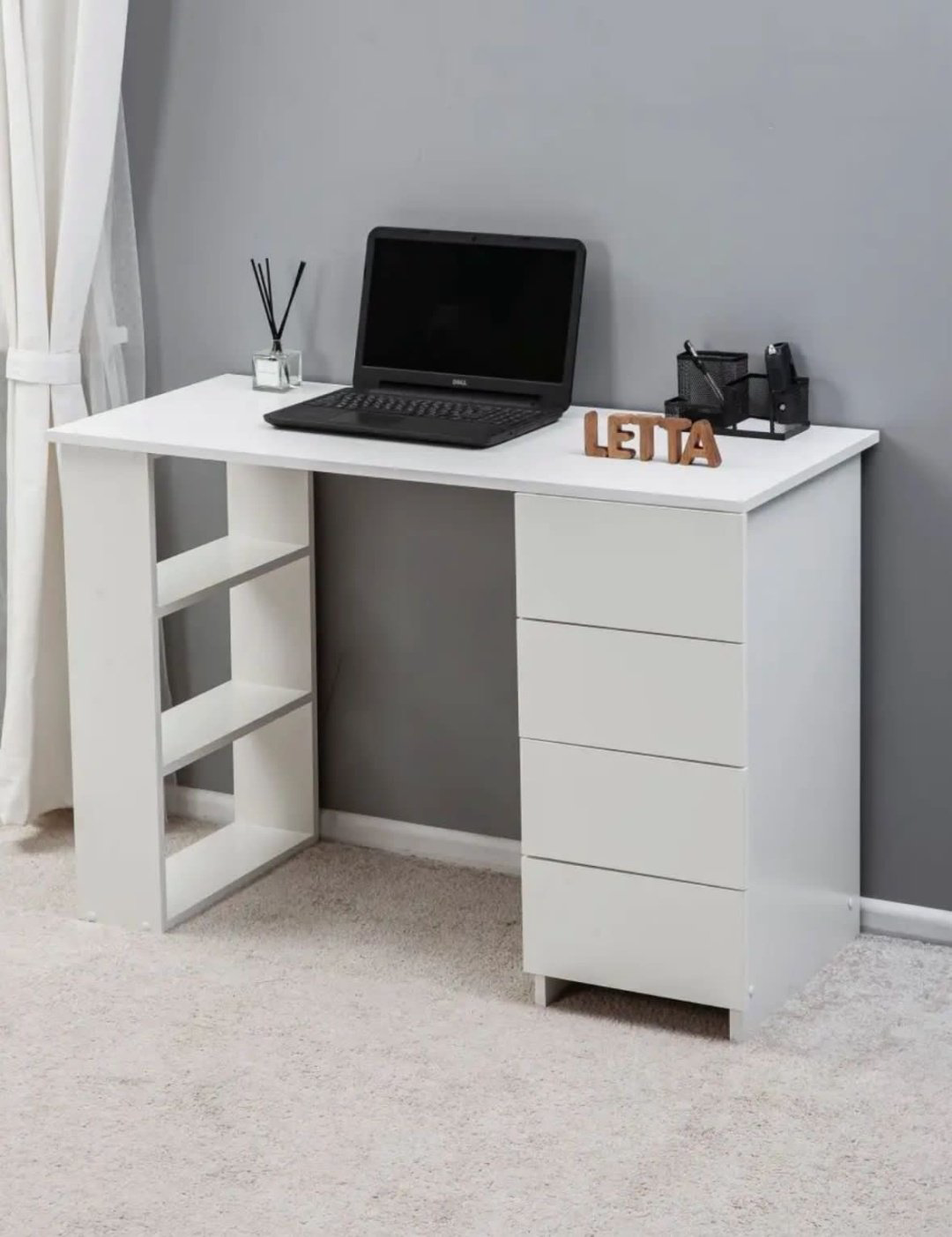 Стол письменный Letta 134-245, 106х45x75 см, белый купить,NaN