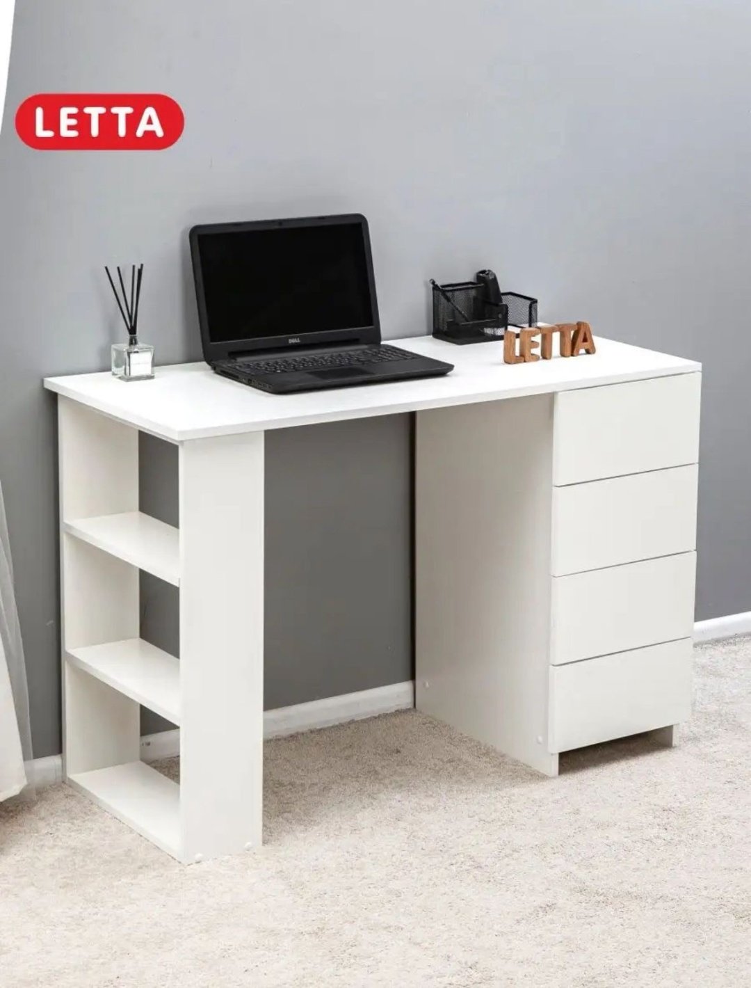 Стол письменный Letta 134-245, 106х45x75 см, белый купить,NaN