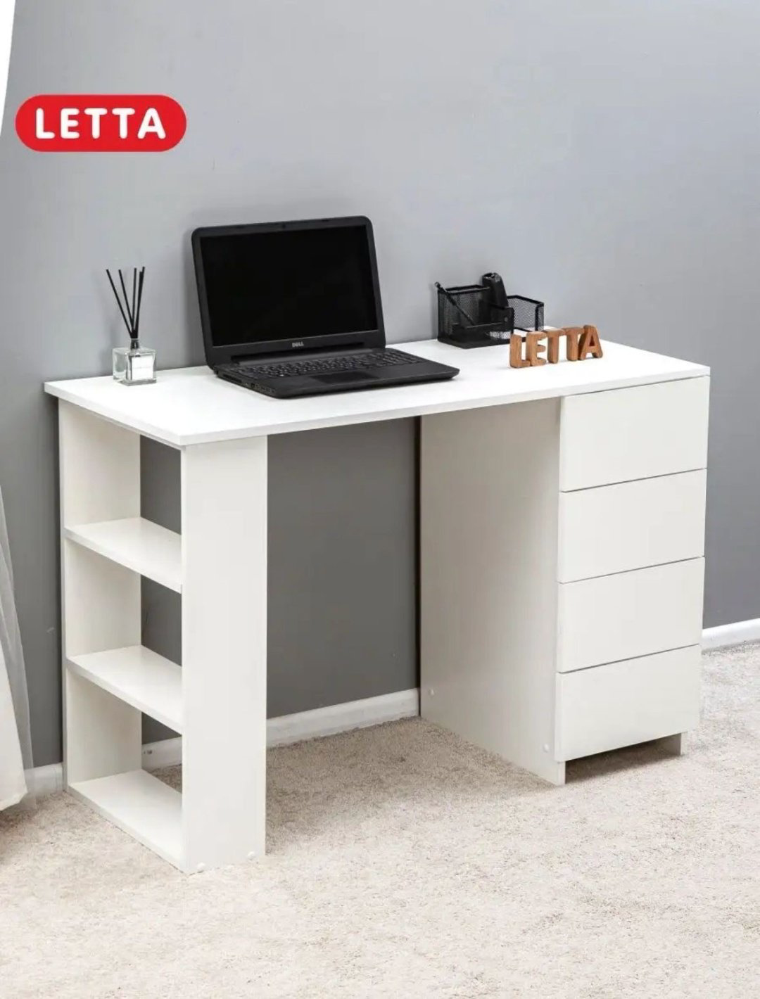 Стол письменный Letta 134-245, 106х45x75 см, белый купить,NaN