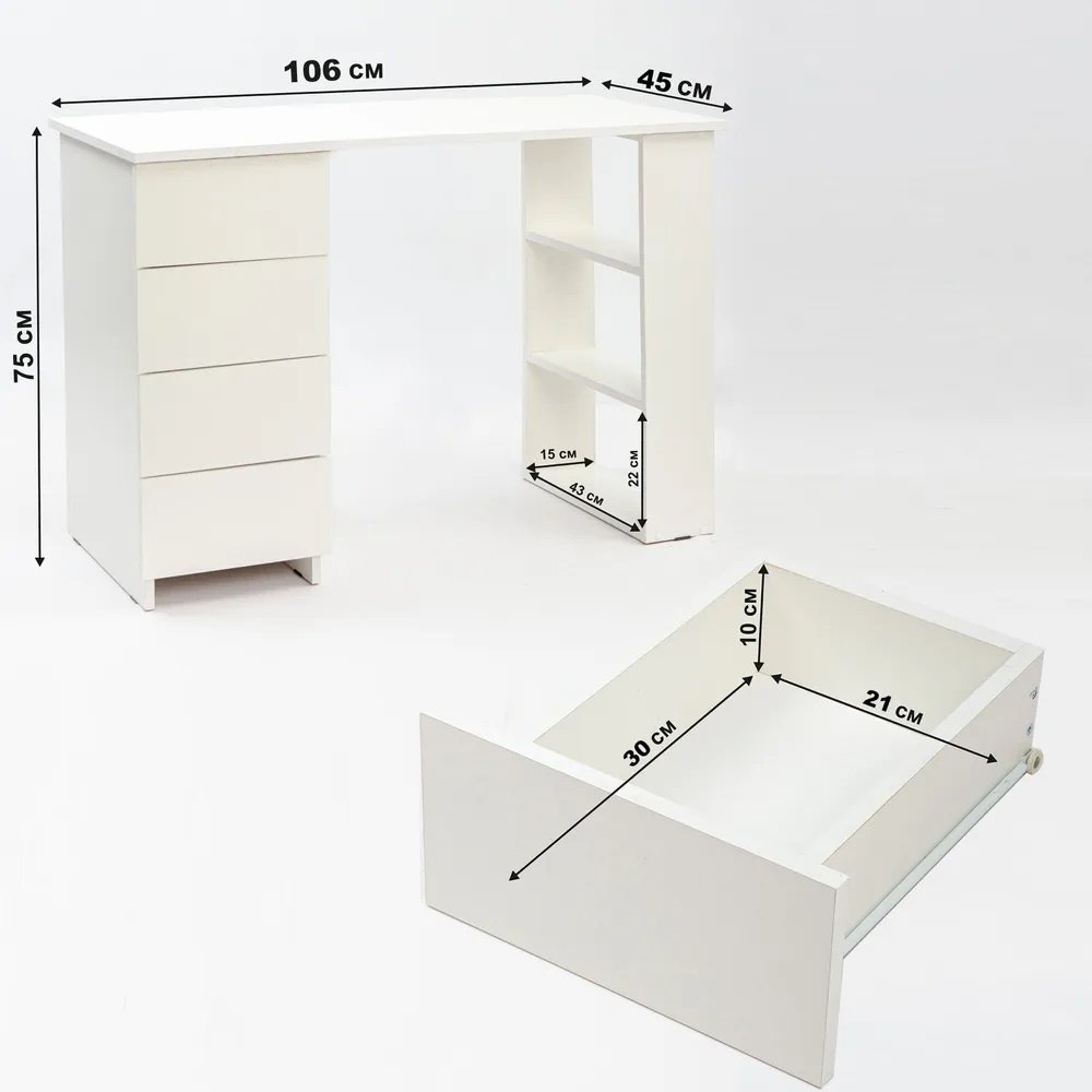 Стол письменный Letta ML1355202, 105х45x75 см, белый купить,NaN