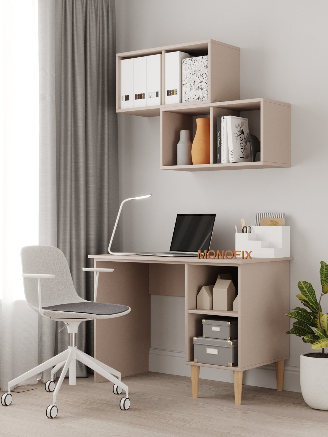 Стол письменный MONOFIX ОДОС, 105х56x75 см, бежевый, светло-коричневый купить,NaN