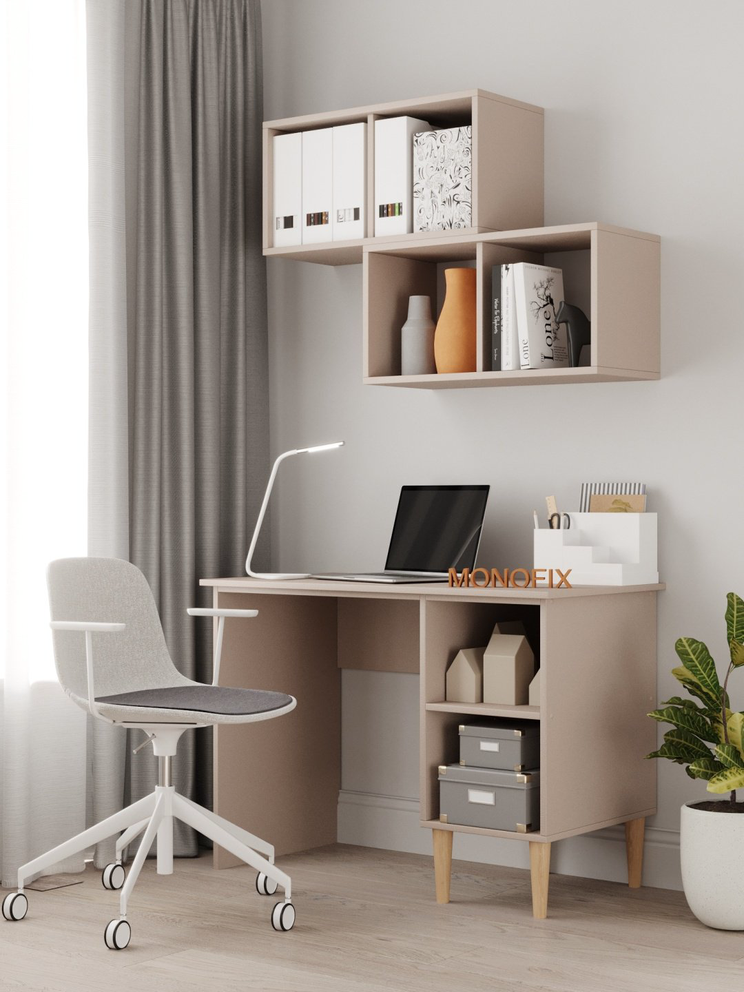 Стол письменный MONOFIX ОДОС, 105х56x75 см, бежевый, светло-коричневый купить,NaN