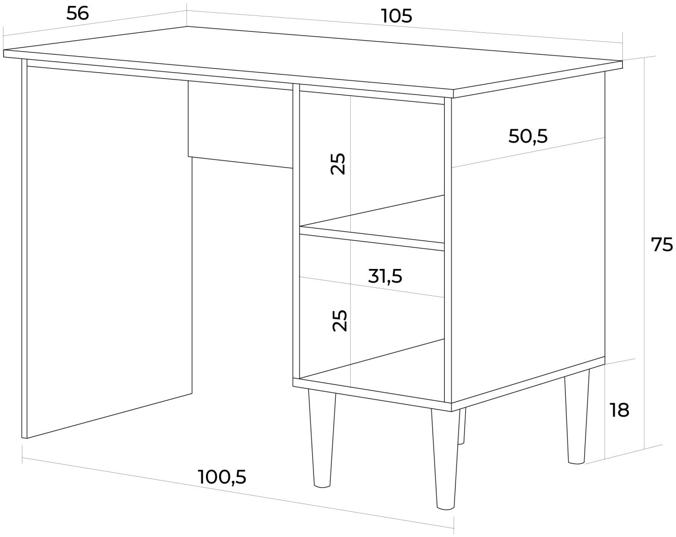 Стол письменный MONOFIX ОДОС, 105х56x75 см, бежевый, светло-коричневый купить,NaN