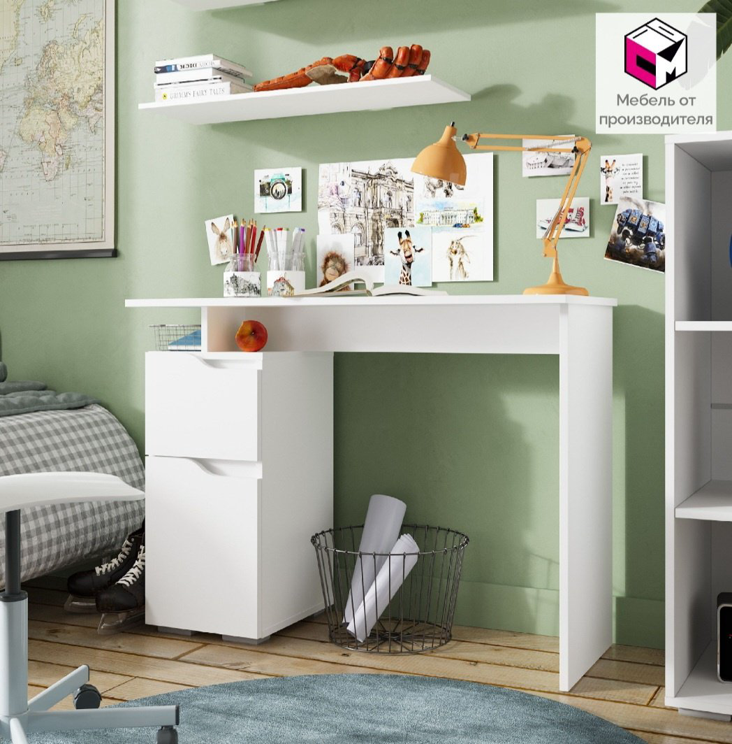 Стол компьютерный Столица мебели Грейс, 100х40x75 см, белый купить,NaN