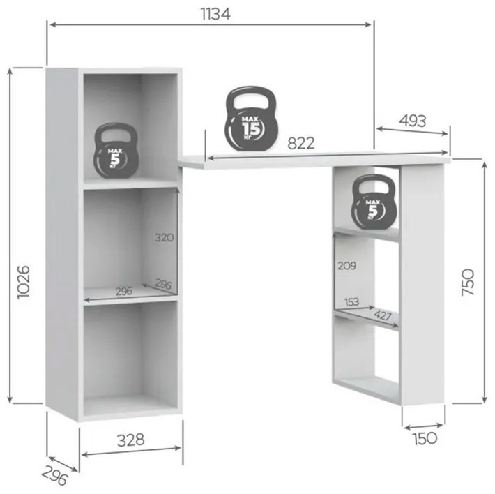 Стол компьютерный ZETA СТК 1, 113х49x102 см, белый купить,NaN