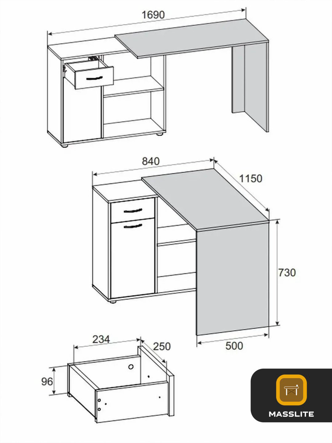 Стол письменный MassLite Элегро, 115х50x73 см, белый, бежевый купить,NaN