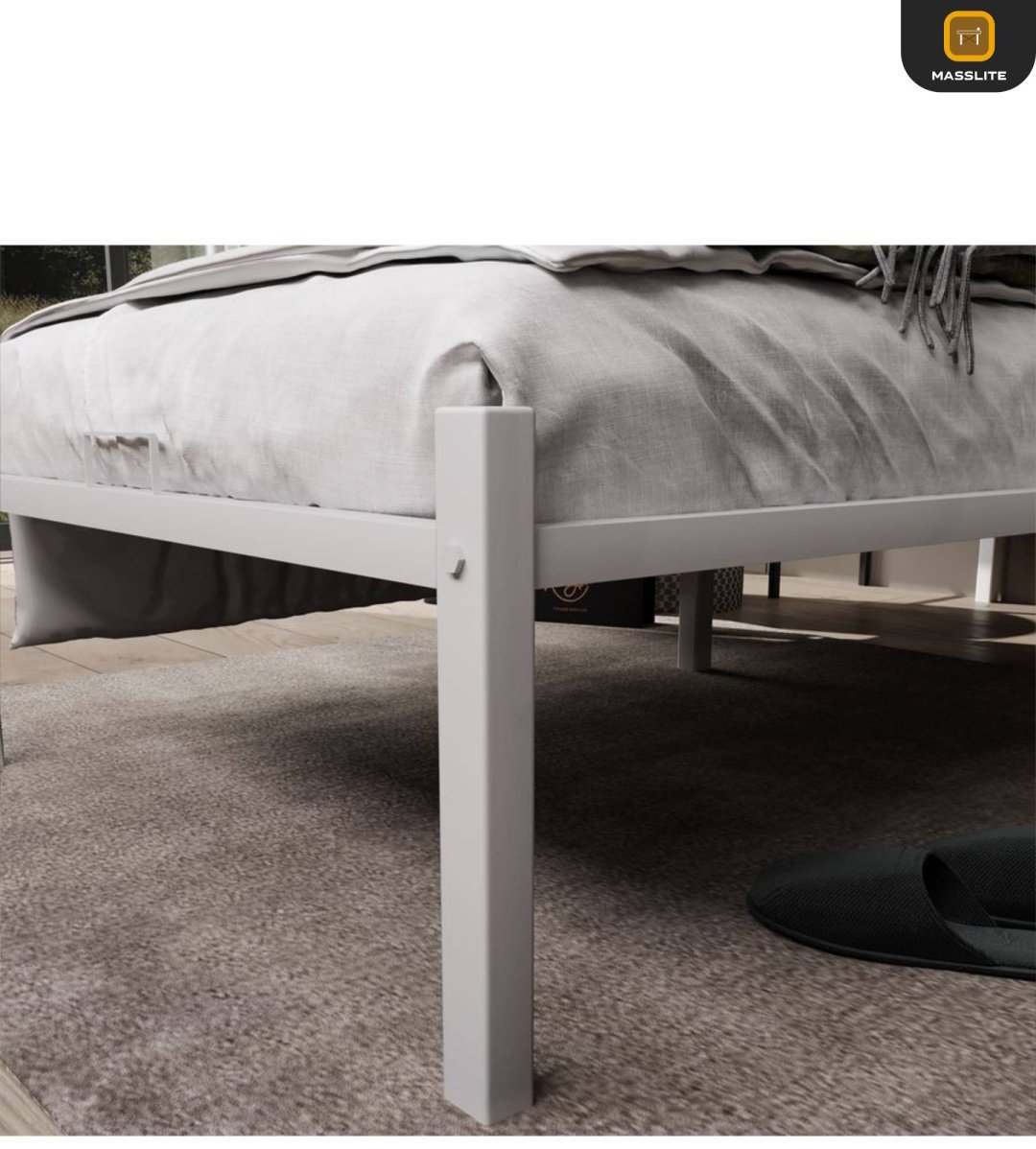 MassLite АМ-1000144 односпальная, 90x200 см (без матраса, без подъёмного механизма) белый купить,NaN