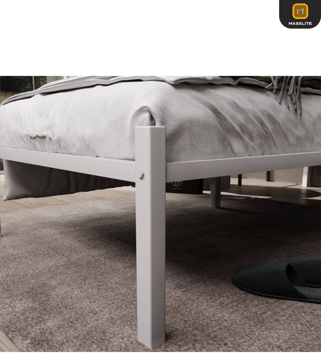 MassLite АМ-1000144 односпальная, 90x200 см (без матраса, без подъёмного механизма) белый купить,NaN