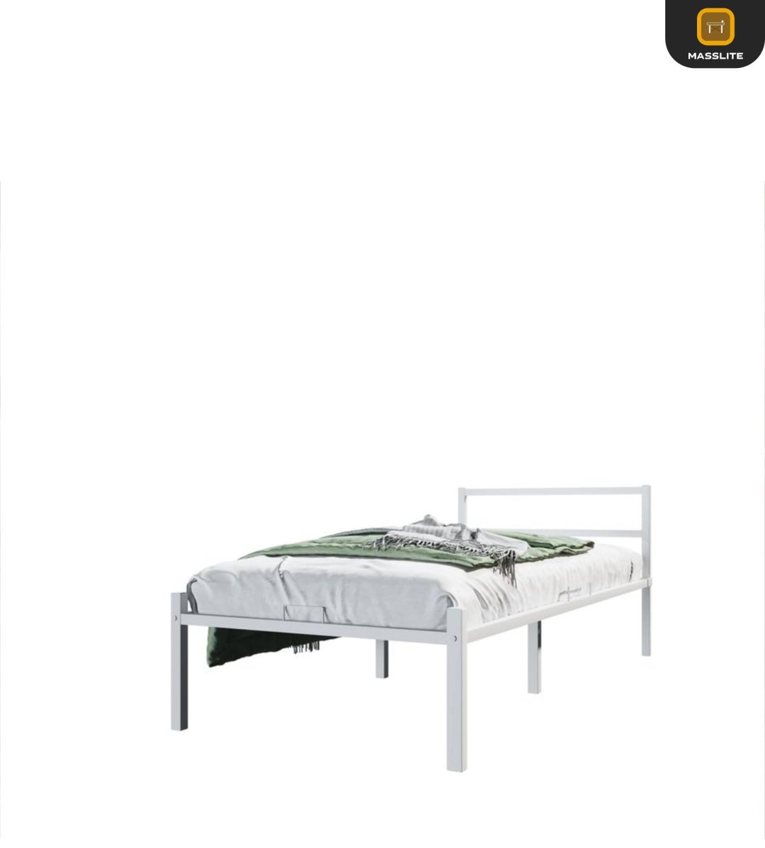 MassLite АМ-1000144 односпальная, 90x200 см (без матраса, без подъёмного механизма) белый купить,NaN